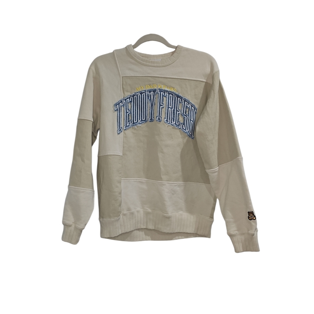Teddy Fresh Men's Patchwork Beige Sweater